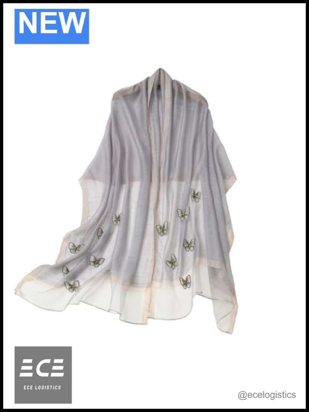 Silk Blend Embroidered Long Scarf Lightweight Wrap Pashmina Shawl